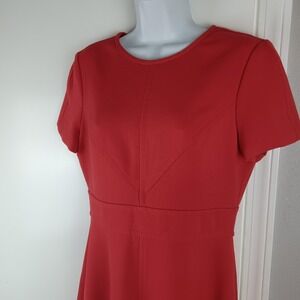Eliza J‎ Dress Womens 8 Red Short Sleeve Gold Zip Fit Flare Lined Party Cocktail